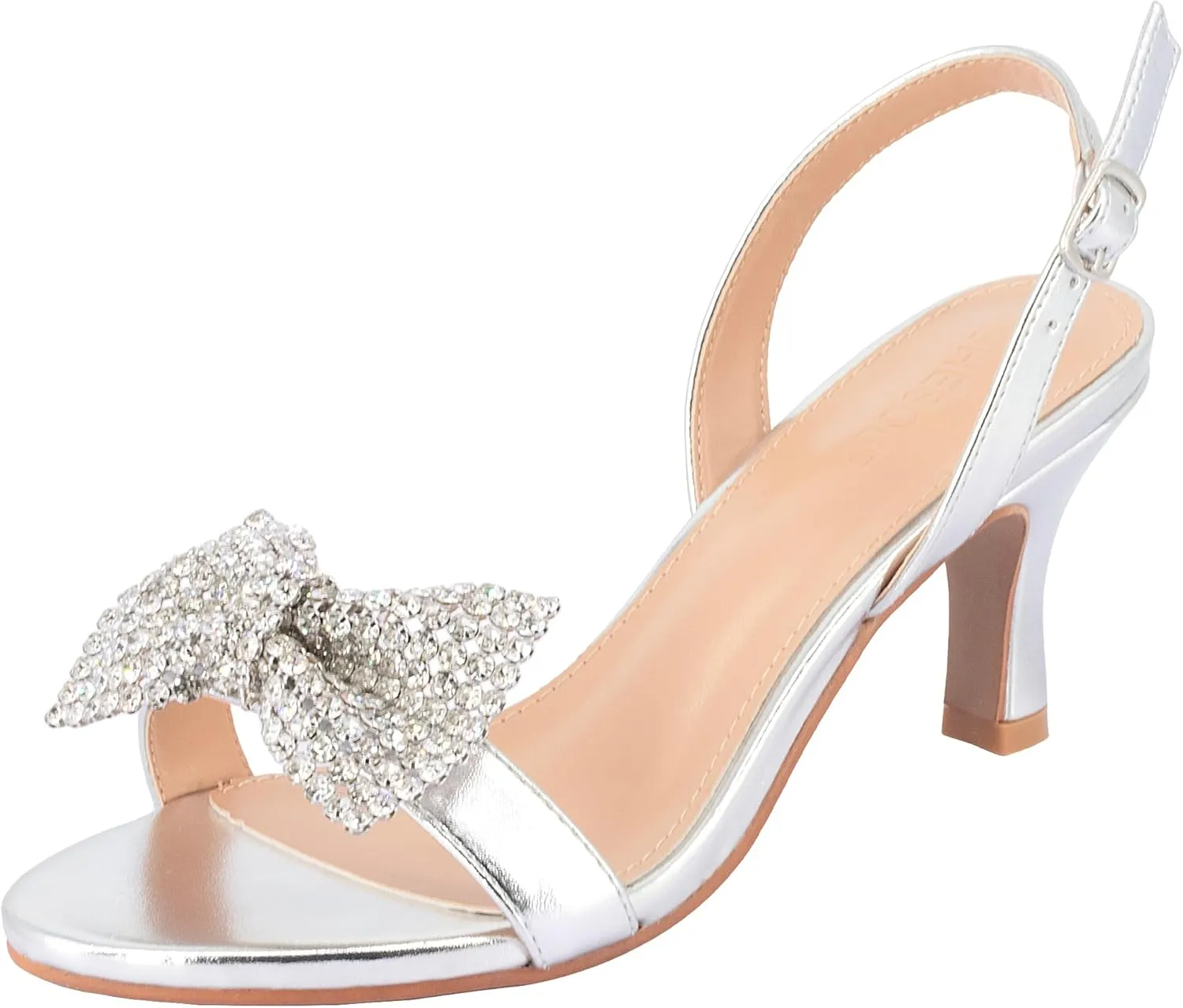 2 Pair Women's Heels Rhinestone Sandals Elegant Prom Formal Bridal Wedding Shoes Size 6.5