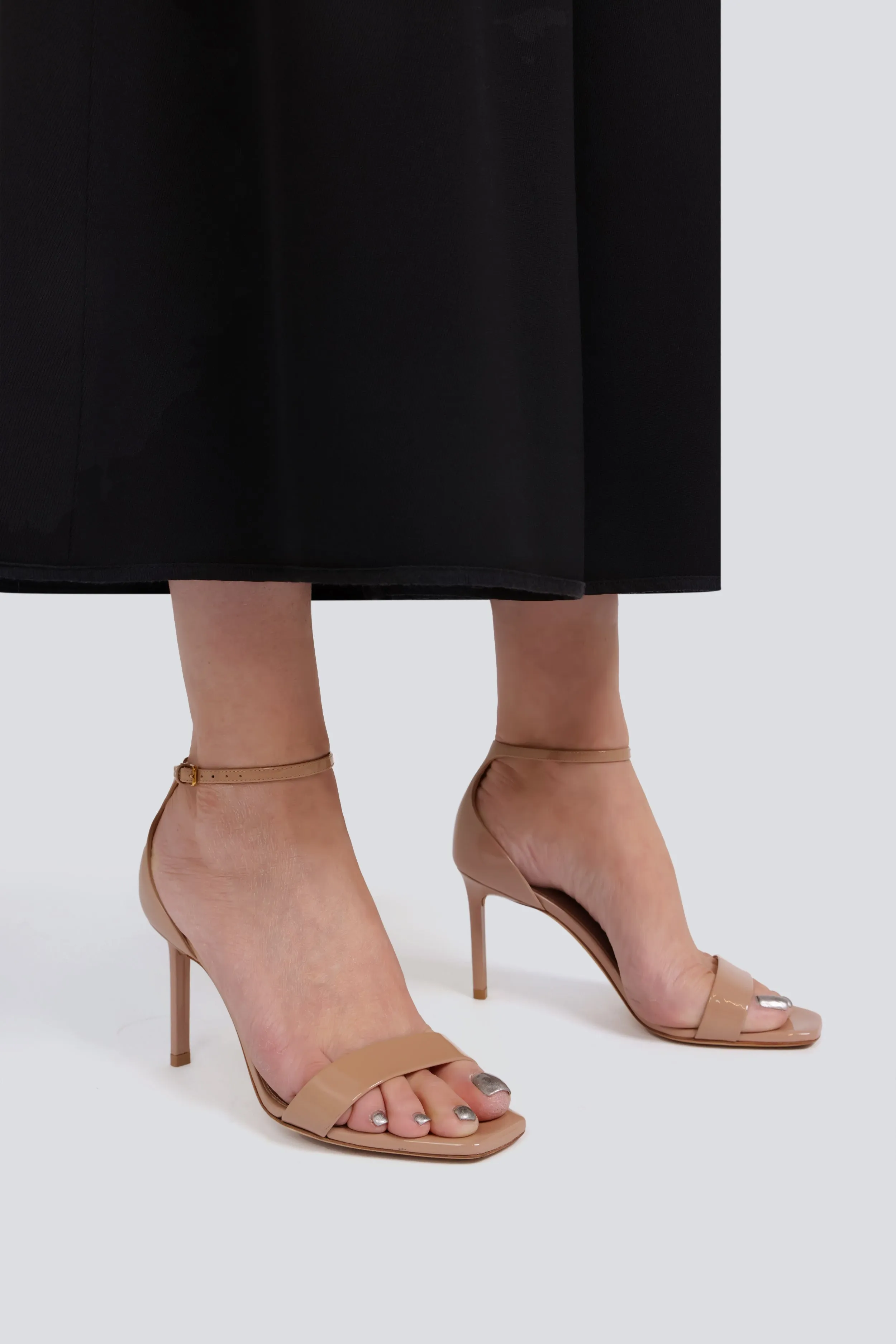 AMBER 85MM SANDAL | PATENT NUDE