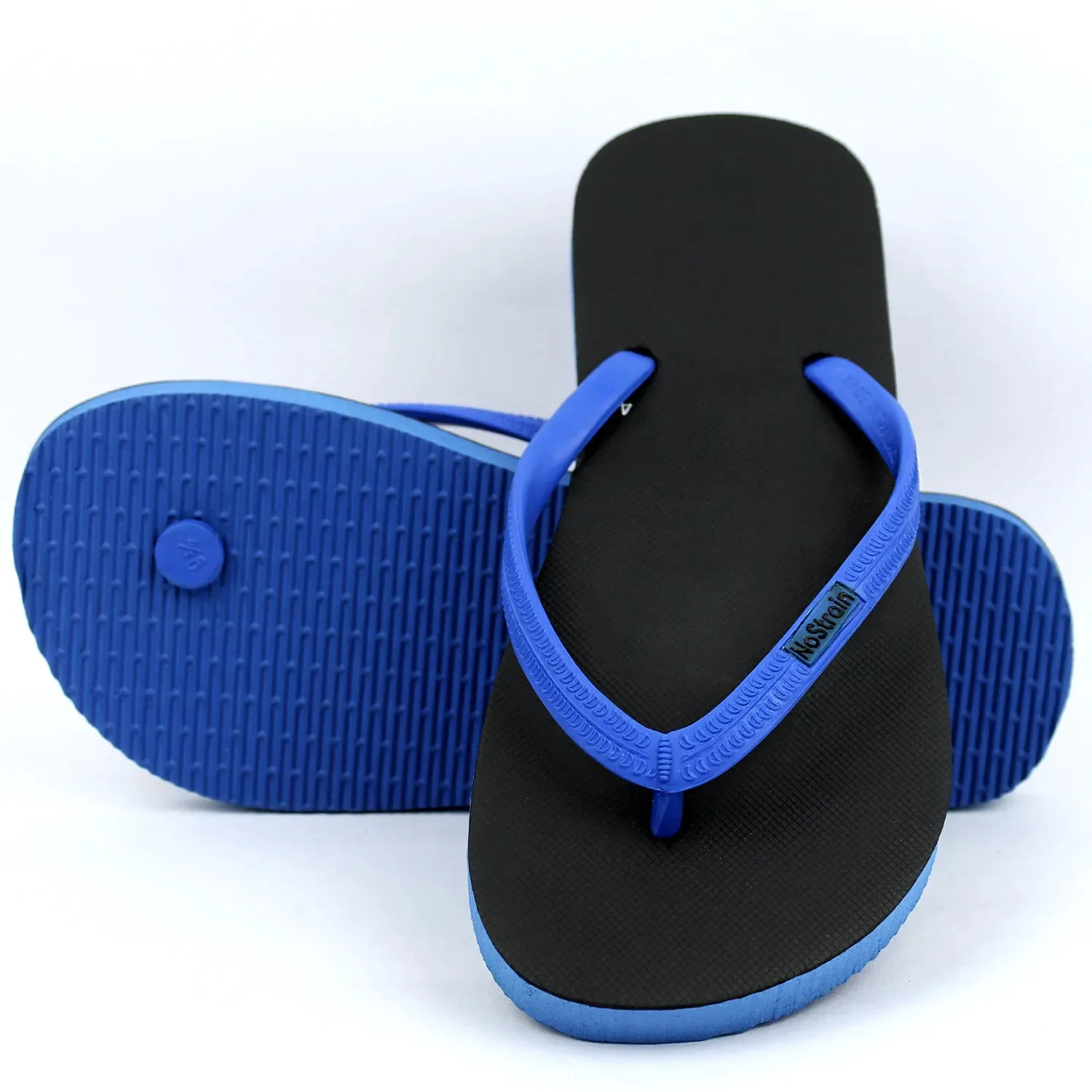 Black & Royal Blue Natural Rubber Flip-Flops Slippers Women