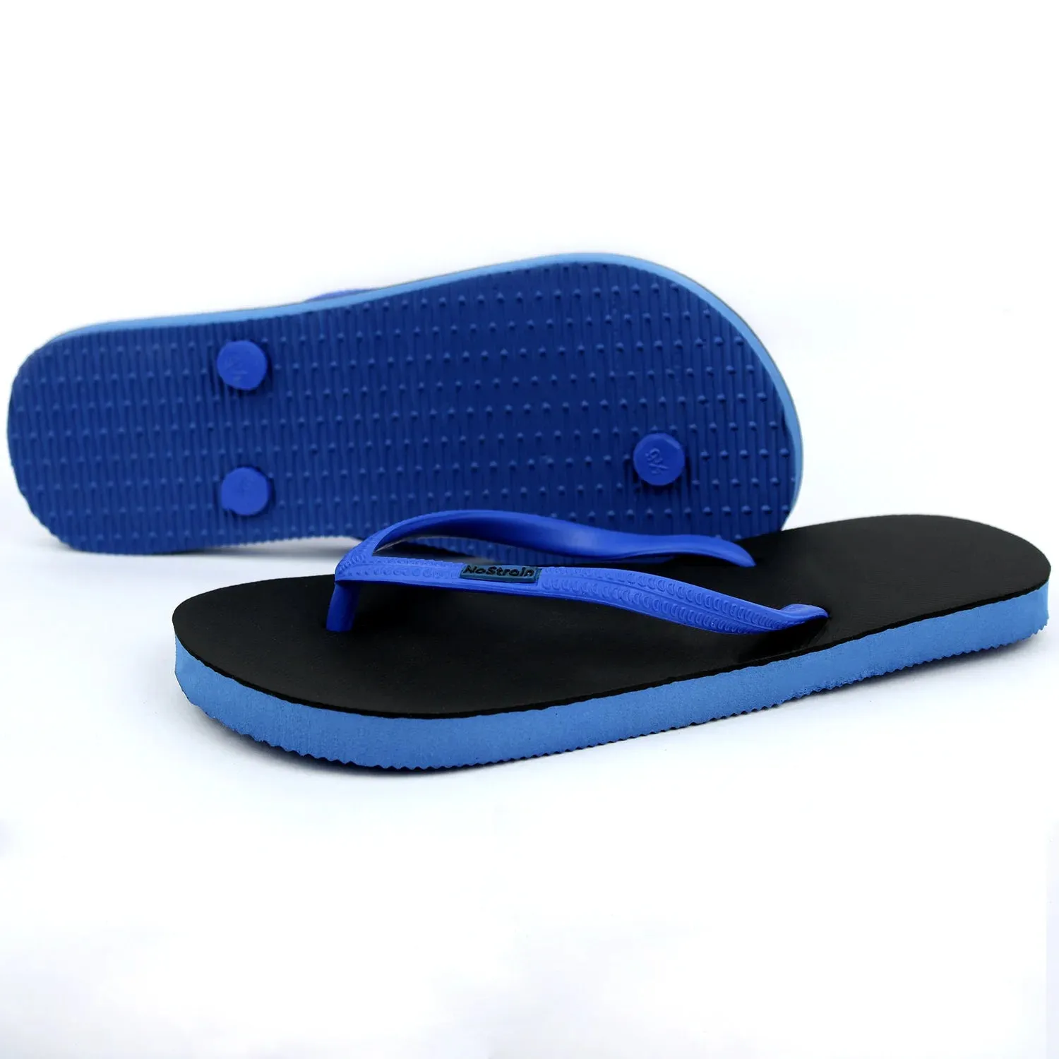 Black & Royal Blue Natural Rubber Flip-Flops Slippers Women