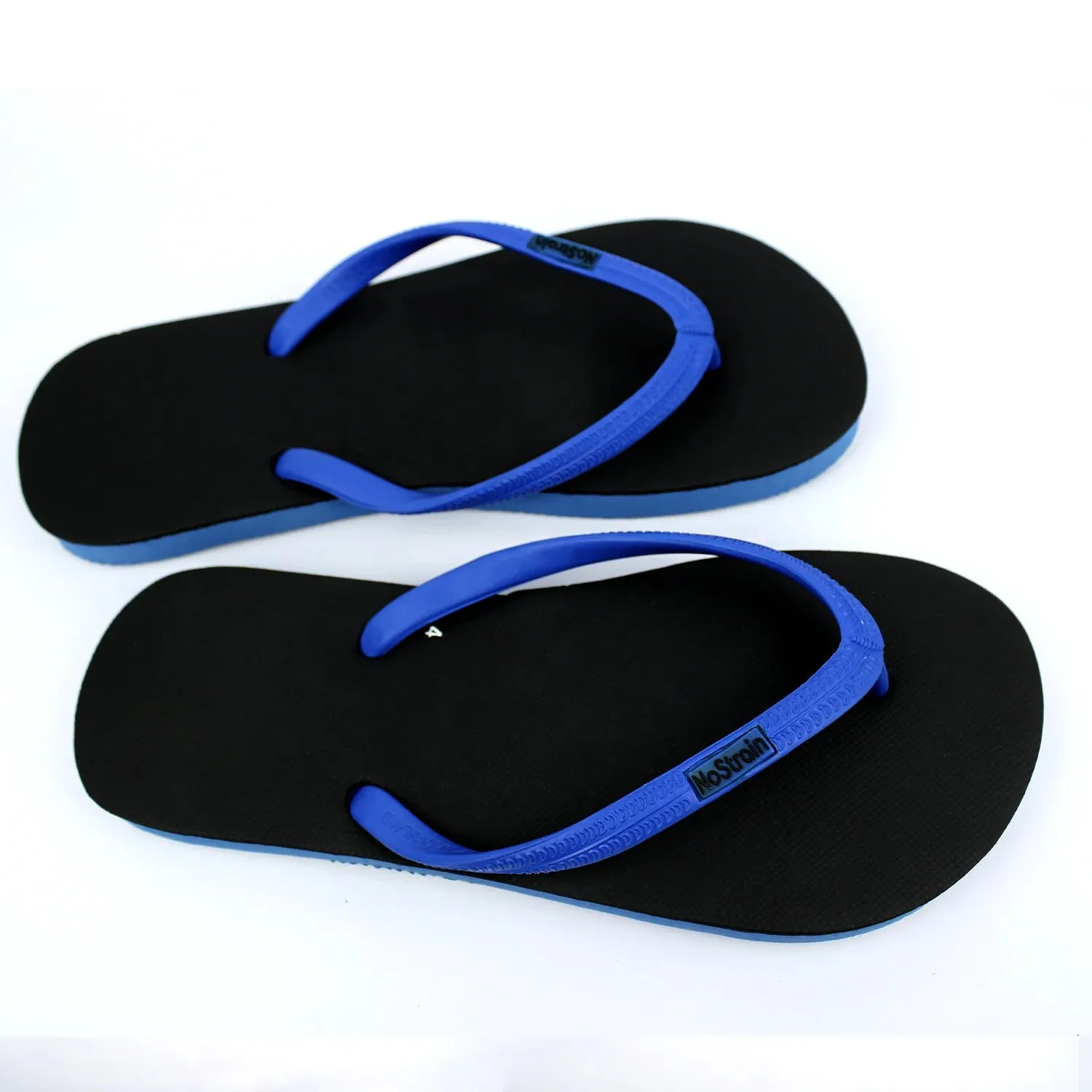 Black & Royal Blue Natural Rubber Flip-Flops Slippers Women