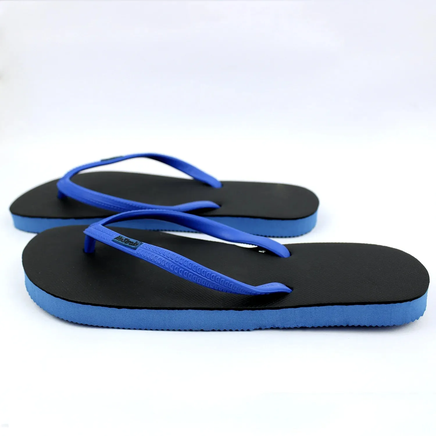 Black & Royal Blue Natural Rubber Flip-Flops Slippers Women