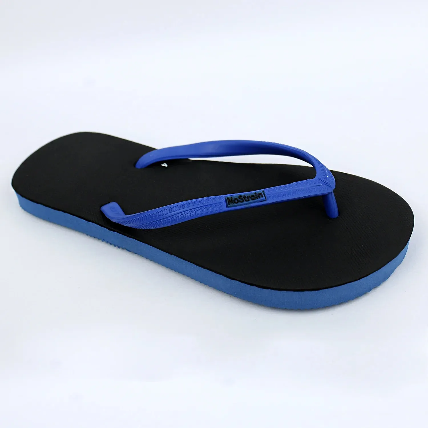 Black & Royal Blue Natural Rubber Flip-Flops Slippers Women
