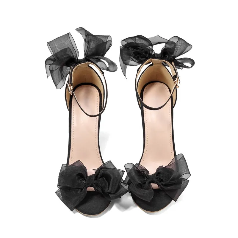 Bow tie quarter strap bridal heels Party prom stiletto high heels sandals