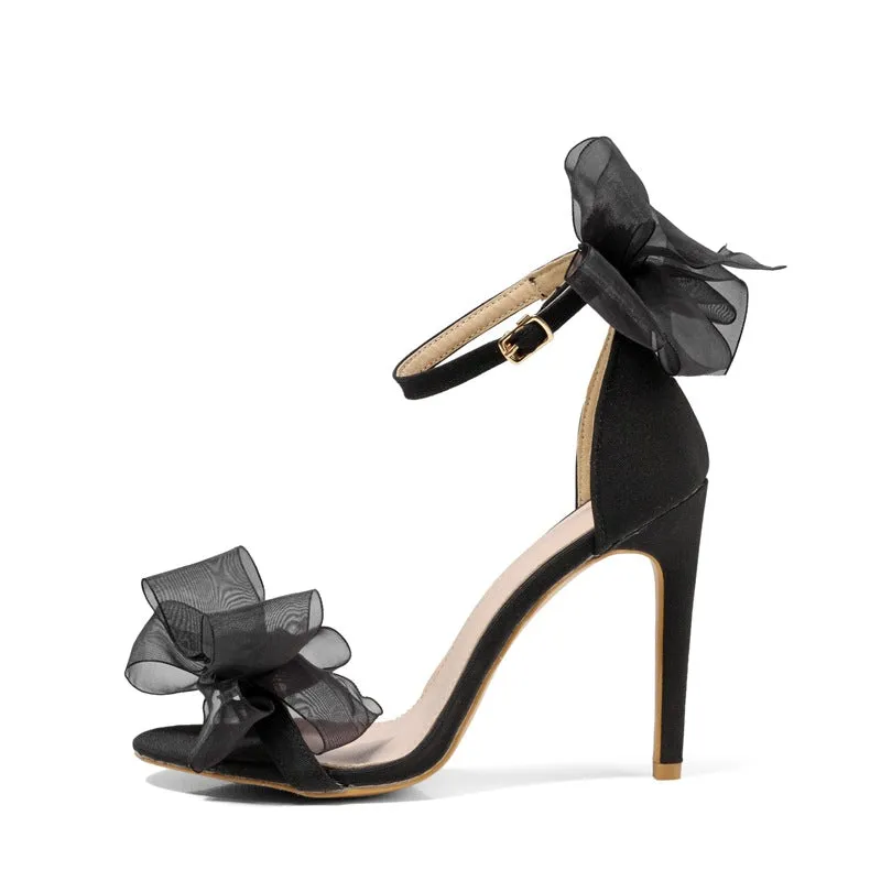 Bow tie quarter strap bridal heels Party prom stiletto high heels sandals