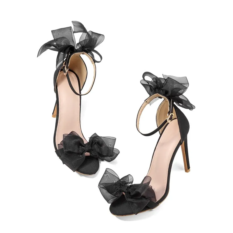 Bow tie quarter strap bridal heels Party prom stiletto high heels sandals