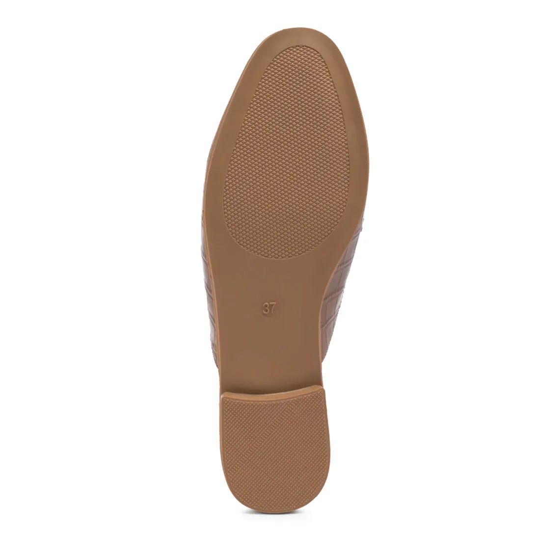 Buckled croc Mules in Taupe
