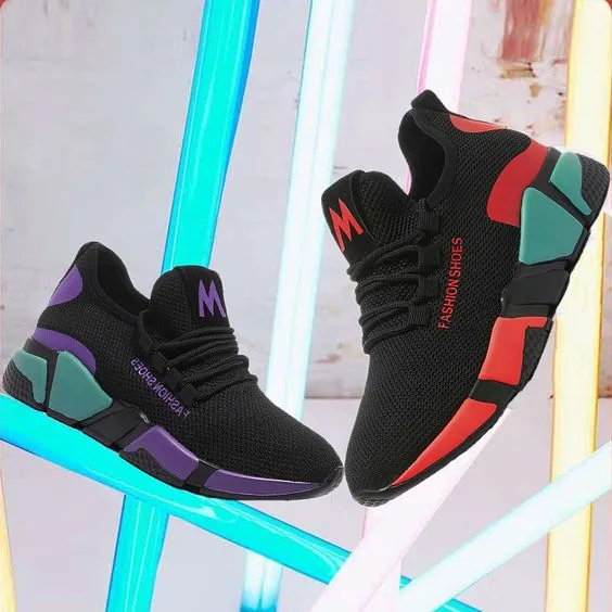 Color Block FlyKnit Breathable Sneaker Shoes