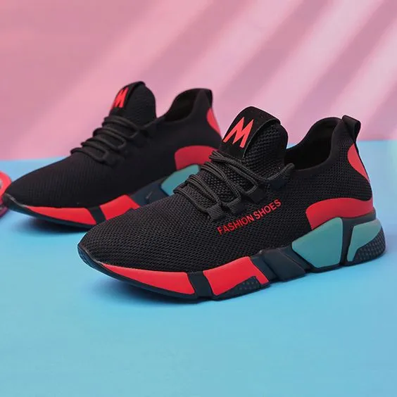 Color Block FlyKnit Breathable Sneaker Shoes