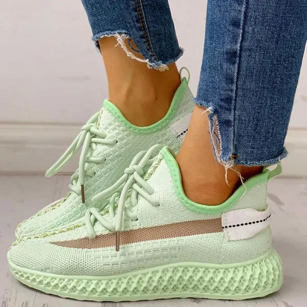 Colorblock Breathable Lace-up Fashion Sneakers