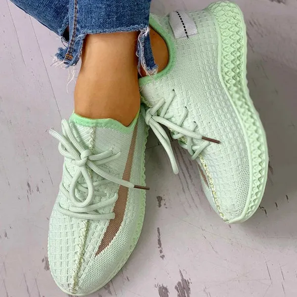 Colorblock Breathable Lace-up Fashion Sneakers