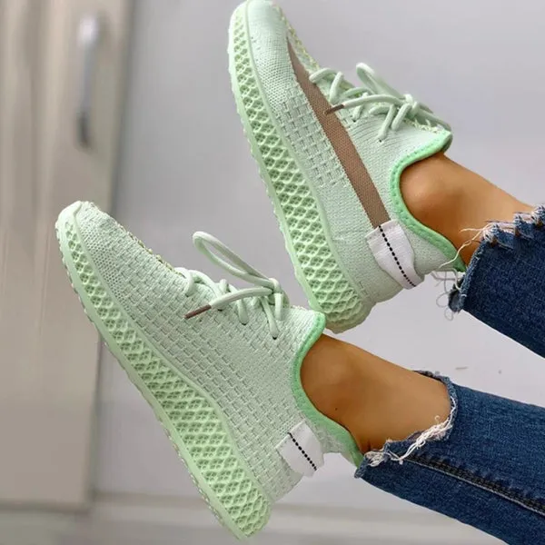 Colorblock Breathable Lace-up Fashion Sneakers