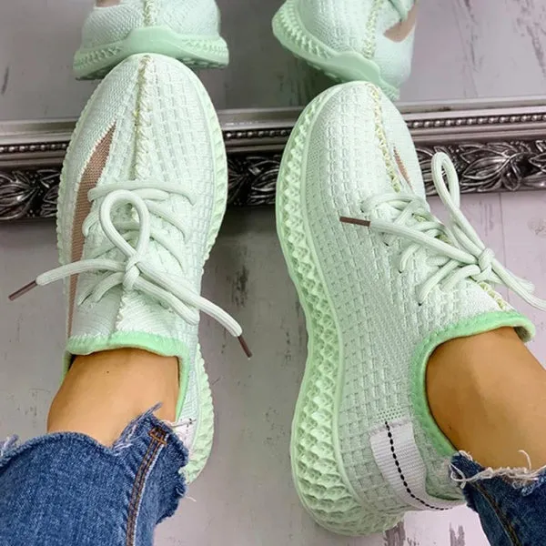 Colorblock Breathable Lace-up Fashion Sneakers