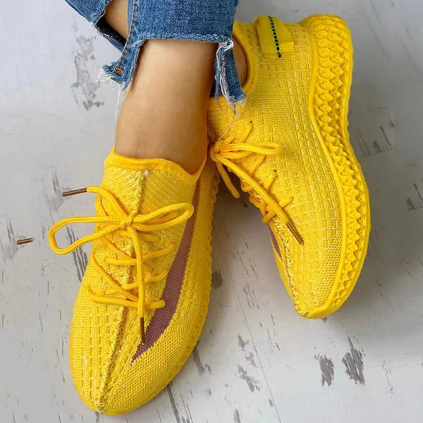 Colorblock Breathable Lace-up Fashion Sneakers