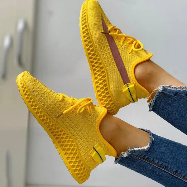 Colorblock Breathable Lace-up Fashion Sneakers