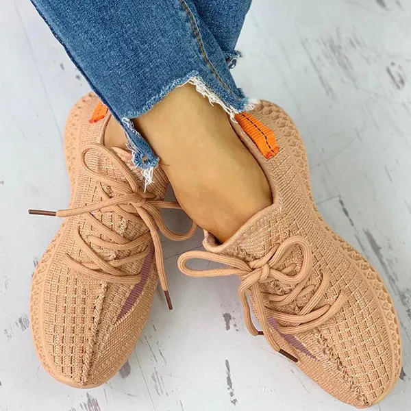 Colorblock Breathable Lace-up Fashion Sneakers