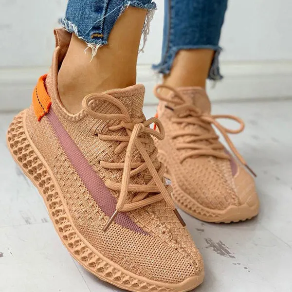 Colorblock Breathable Lace-up Fashion Sneakers
