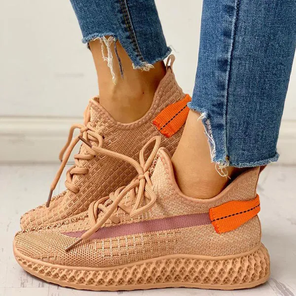 Colorblock Breathable Lace-up Fashion Sneakers