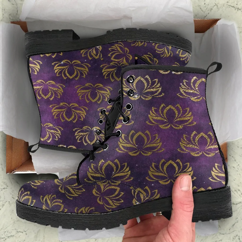 Combat Boots - Lotus | Purple Boots for Women, Custom Shoes, Women's Boots, Vegan Shoes, Vegan Leather, Hippie Boots, 90s Boots, 2000s Boots