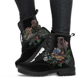 Combat Boots - Steampunk Inspired Design #12 Black | Women's Black Hipster Boots, Handmade Boots, Custom Shoes, Women's Boots