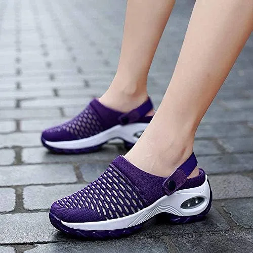 Comfortable Casual Slip On Woven Mule Sneakers - Women's Outdoor Shoes，Lightweight Half Drag Comfortable Fashion Footwear for Daily Wear