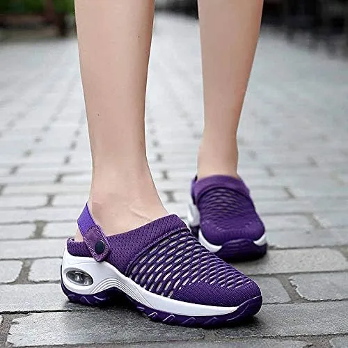 Comfortable Casual Slip On Woven Mule Sneakers - Women's Outdoor Shoes，Lightweight Half Drag Comfortable Fashion Footwear for Daily Wear