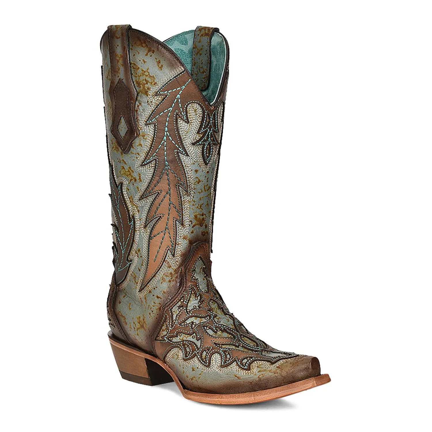 Corral Womens C3976 Brown Leather Overlay Cowboy Boots