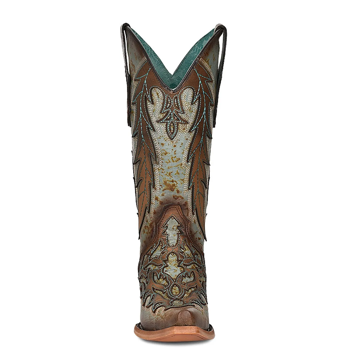 Corral Womens C3976 Brown Leather Overlay Cowboy Boots