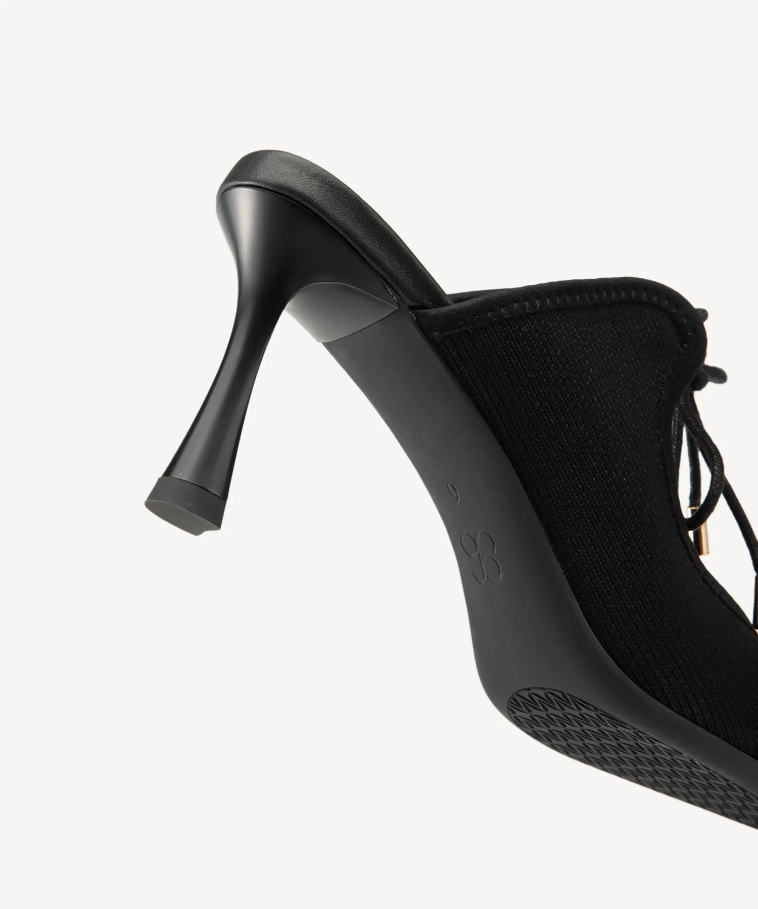Elegant Chic Pointed Toe Heeled Mules Black