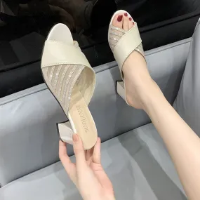 Elegant Woman Open Toe  Slip-On Casual Sandals
