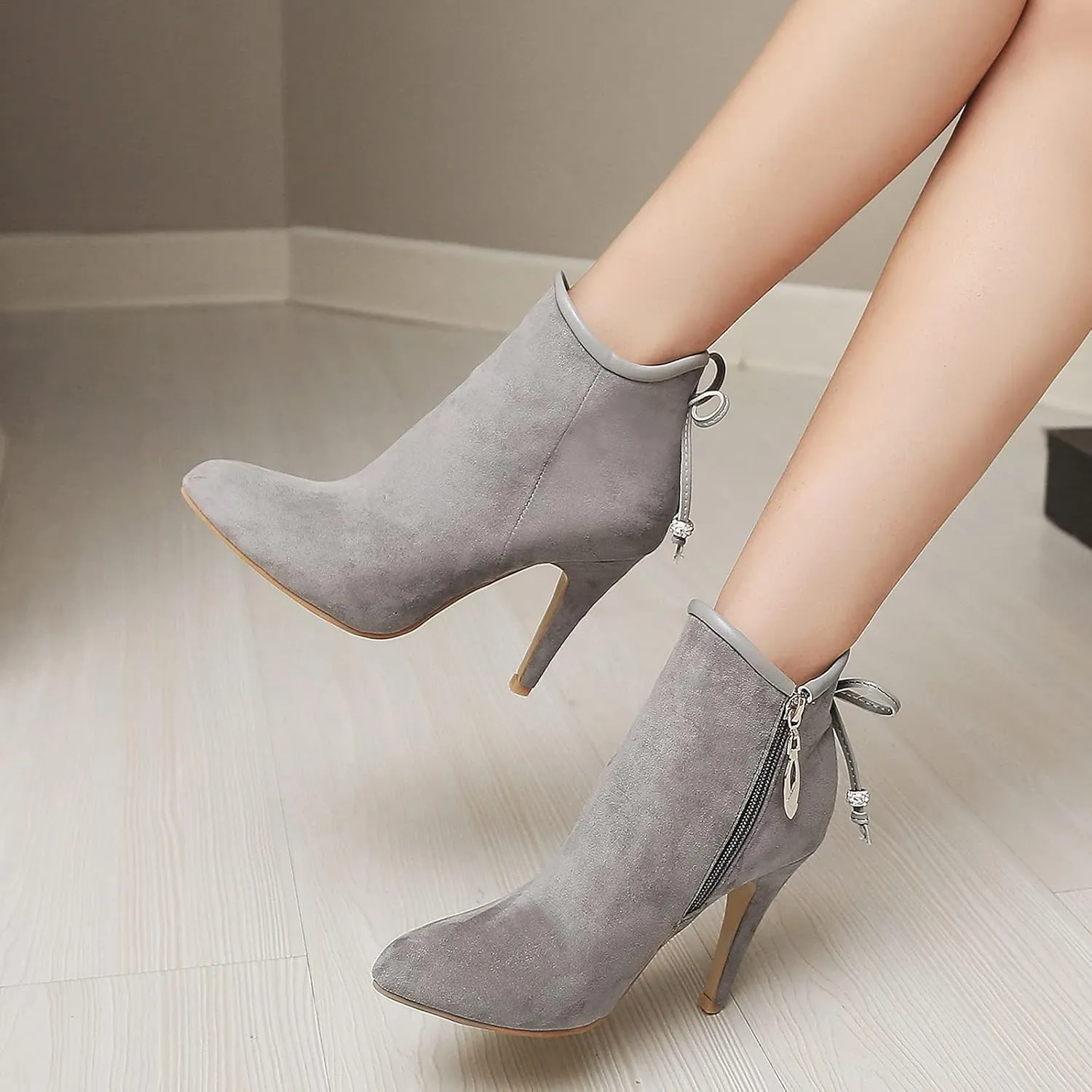 Gicoiz Women Pointed Toe Stiletto Heels Elegant Ankle Boots