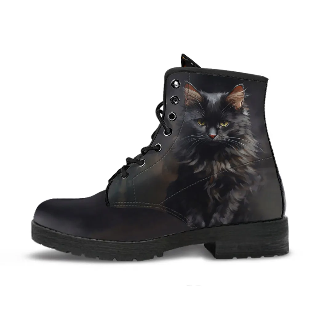 Gothic Cat Bookmark Women's Vegan Leather Boots