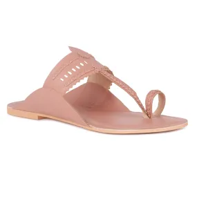 Handcrafted Blush Cut Work Kolhapuri Flats