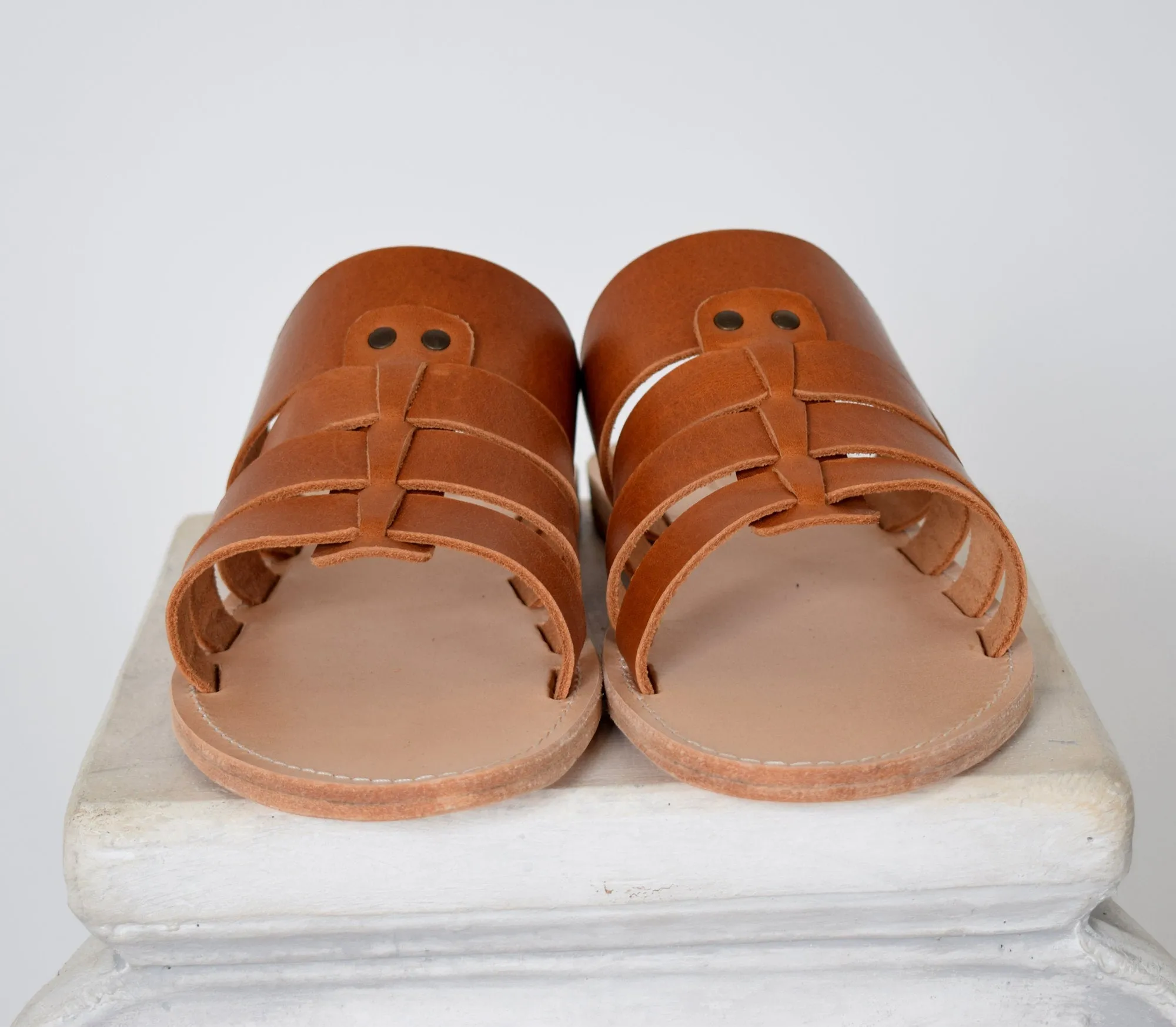 Handmade men sandals, High Quality Genuine Leather Tan Natural sandals