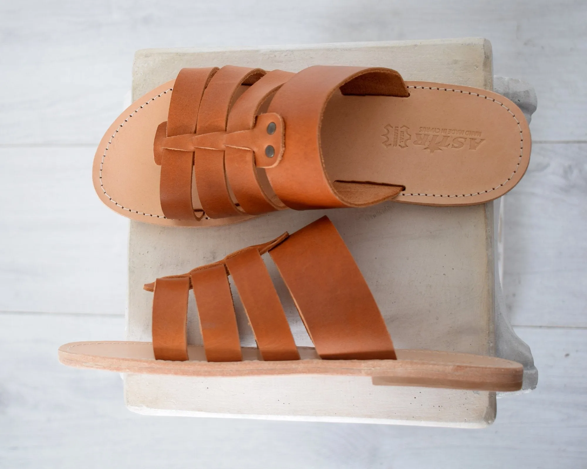 Handmade men sandals, High Quality Genuine Leather Tan Natural sandals