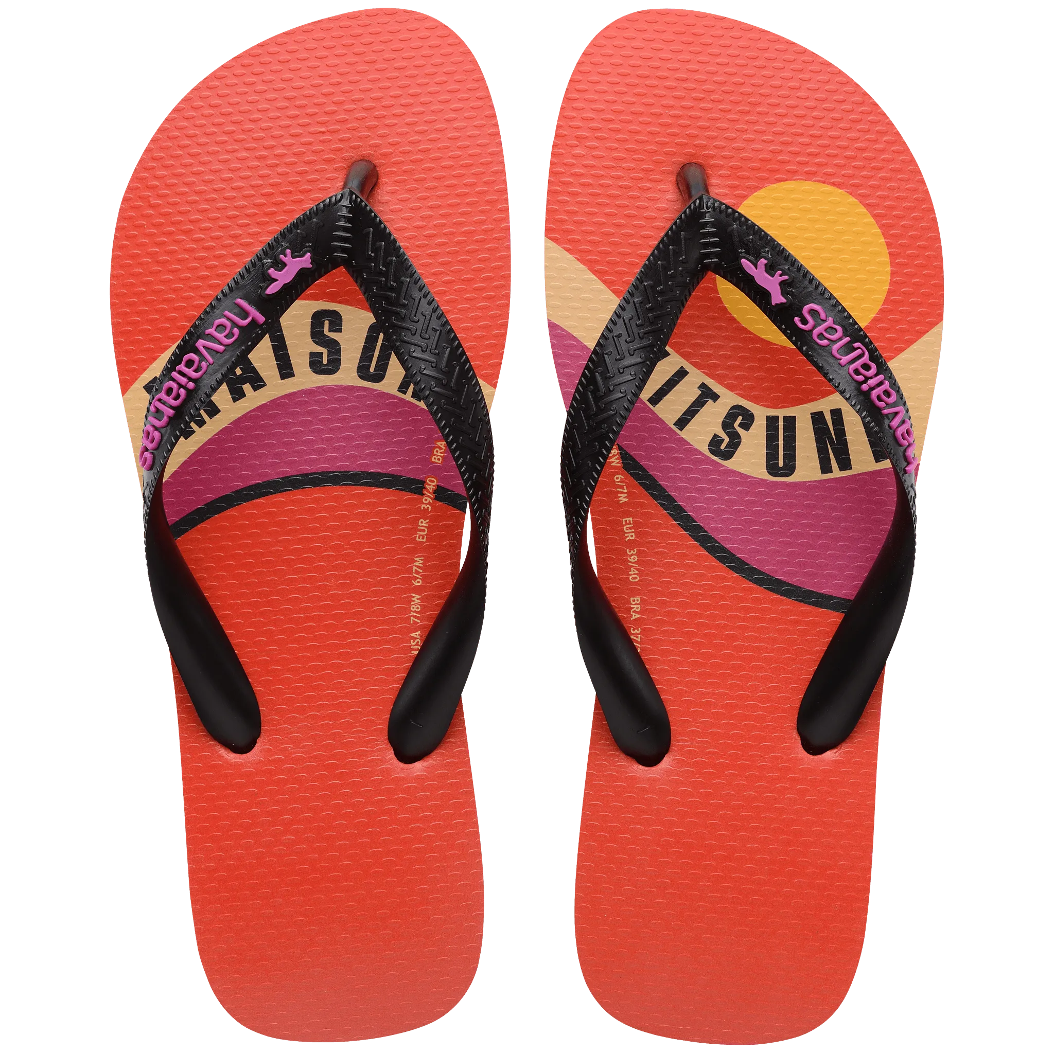 Havaianas Top Maison Kitsun??  Wave Flip Flops Blood Orange