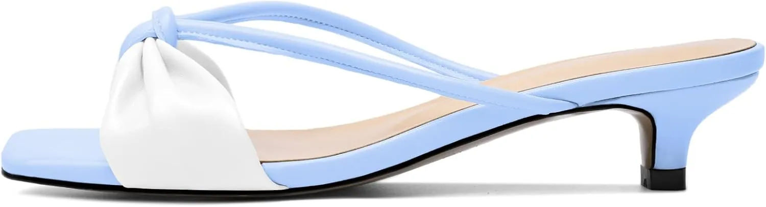 Joseywade Mules Heels for Women Low Kitten Heels Sandals Square Open Toe 1.4 Inches Fashion Summer Pumps Shoes Dress Party Event Prom Casual