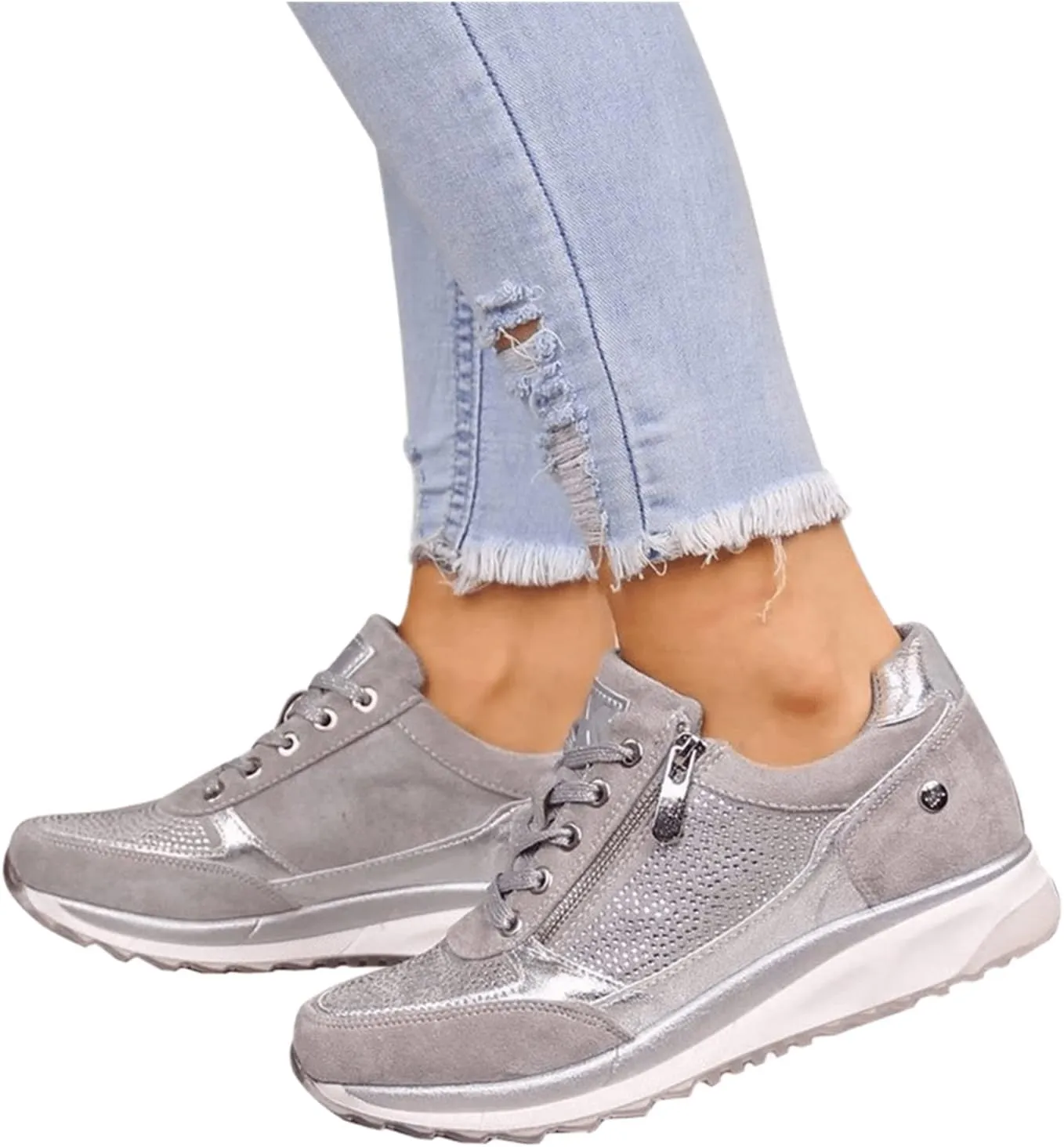 Lausiuoe Sneakers For Women Walking Shoes Comfortable Fashion Sneakers Breathable Casual Comfortable Lightweight Shoes