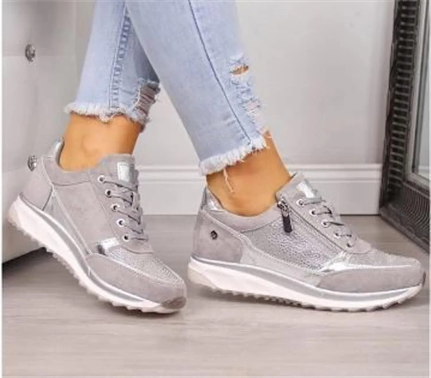 Lausiuoe Sneakers For Women Walking Shoes Comfortable Fashion Sneakers Breathable Casual Comfortable Lightweight Shoes