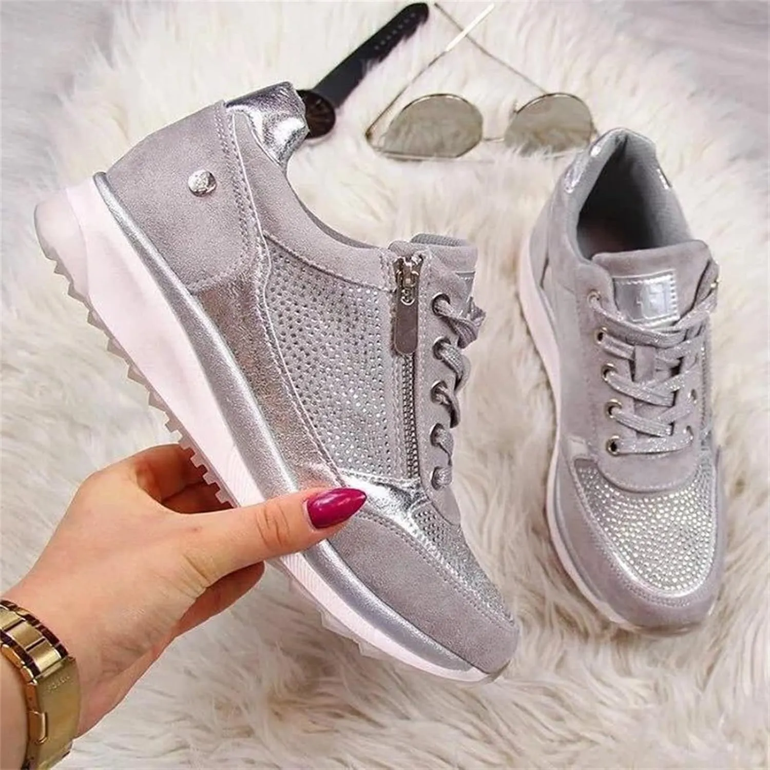 Lausiuoe Sneakers For Women Walking Shoes Comfortable Fashion Sneakers Breathable Casual Comfortable Lightweight Shoes