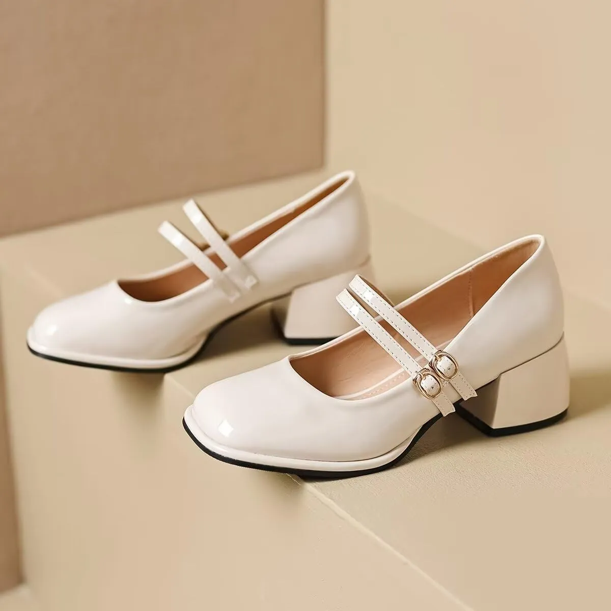 LUXINYU Women Square Toe Heels Pearl Elegant Ladies Pumps Heeled Dress Shoes Comfort Work Shoes