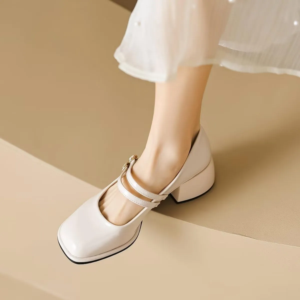 LUXINYU Women Square Toe Heels Pearl Elegant Ladies Pumps Heeled Dress Shoes Comfort Work Shoes