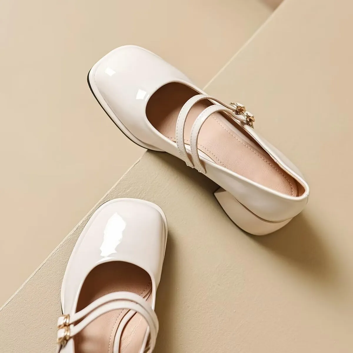 LUXINYU Women Square Toe Heels Pearl Elegant Ladies Pumps Heeled Dress Shoes Comfort Work Shoes