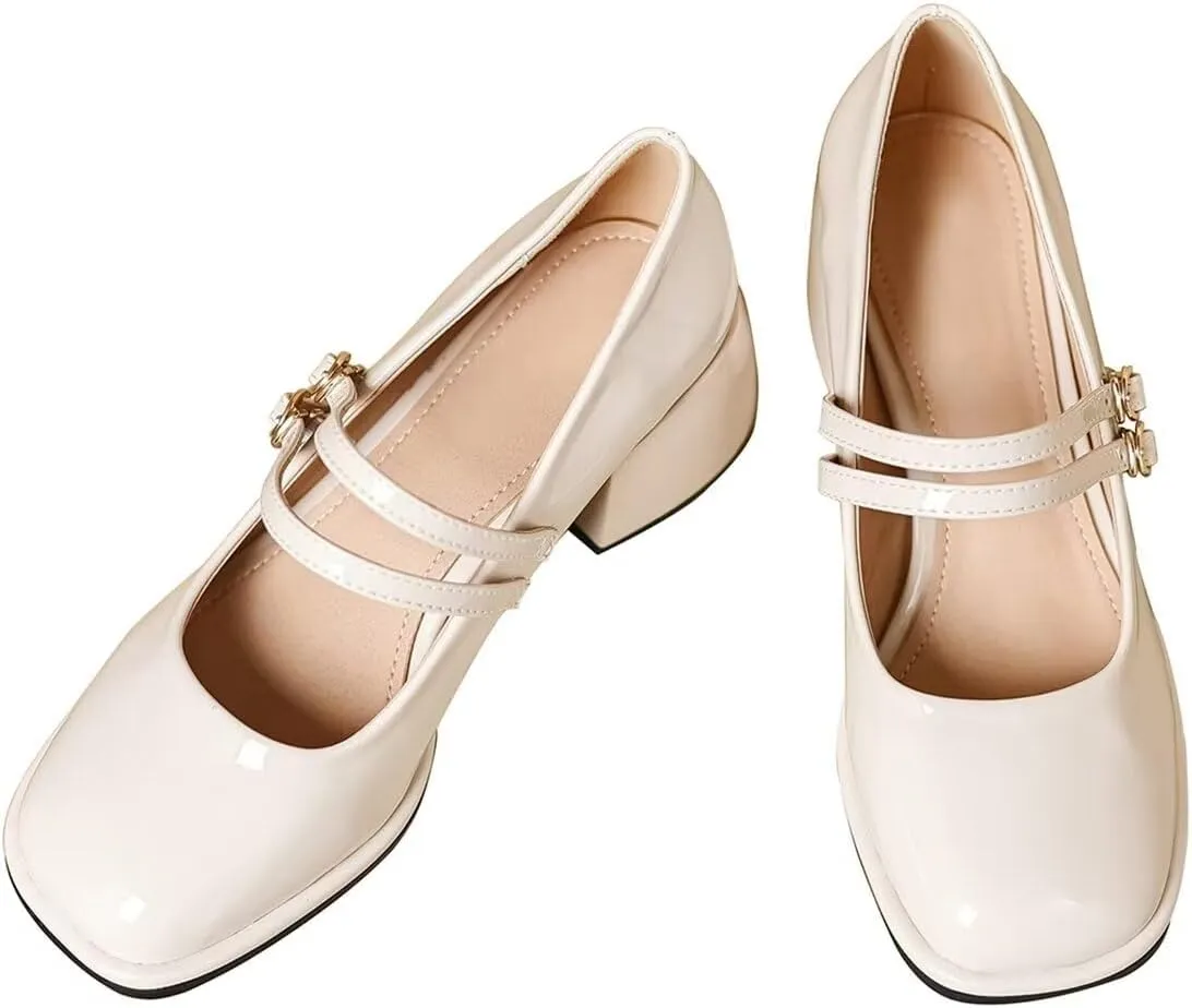LUXINYU Women Square Toe Heels Pearl Elegant Ladies Pumps Heeled Dress Shoes Comfort Work Shoes