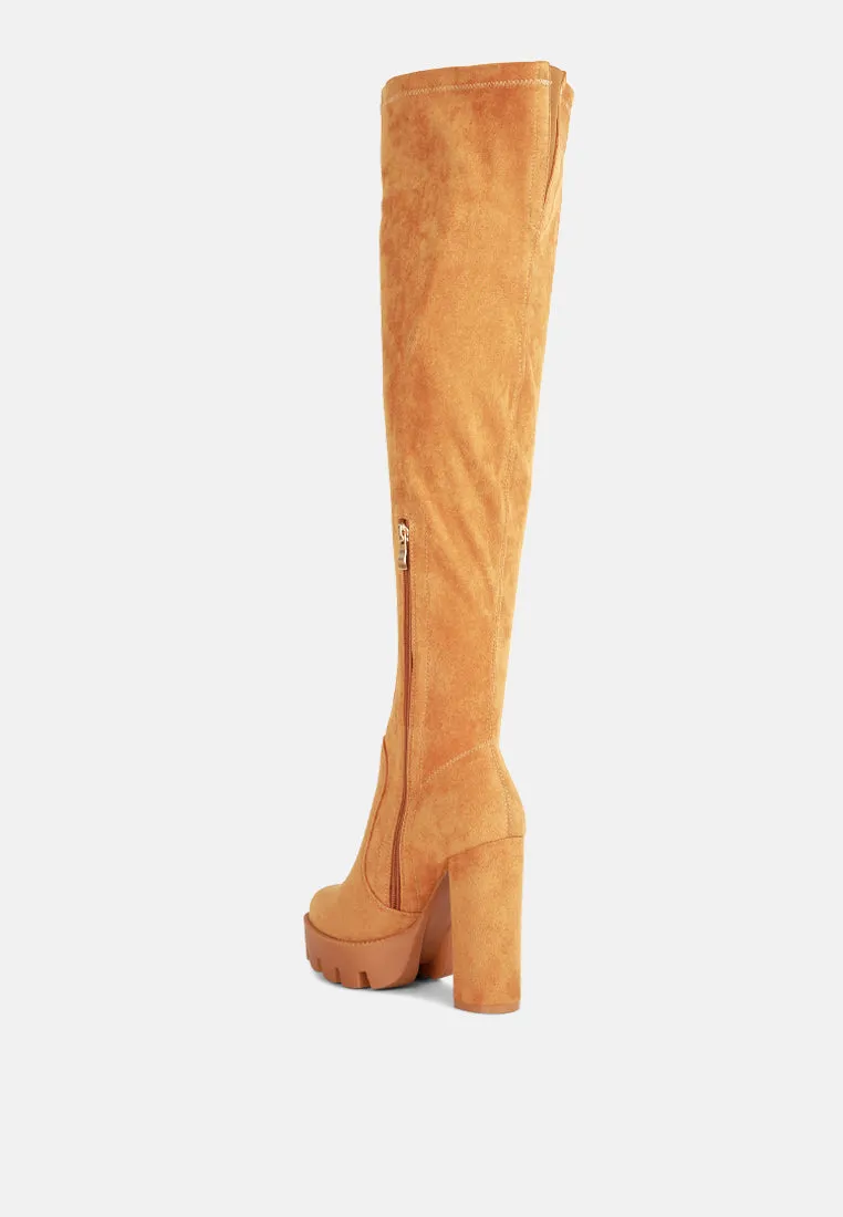 maple faux suede long boots