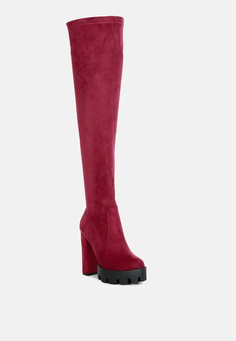 maple faux suede long boots