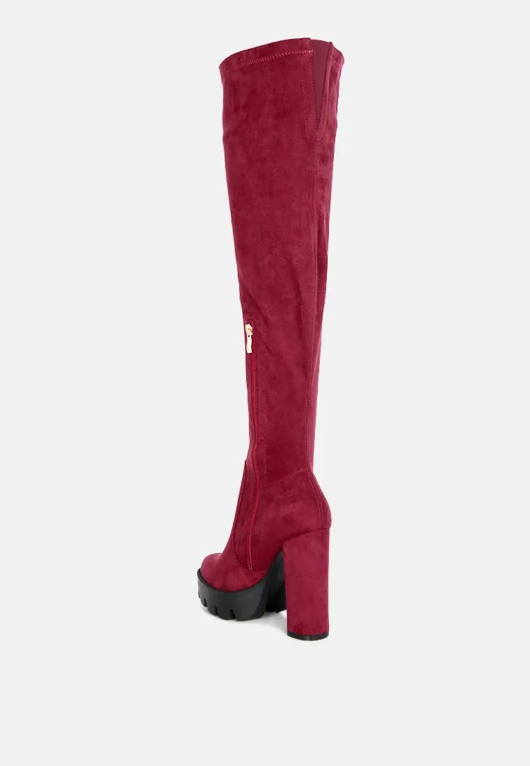 maple faux suede long boots