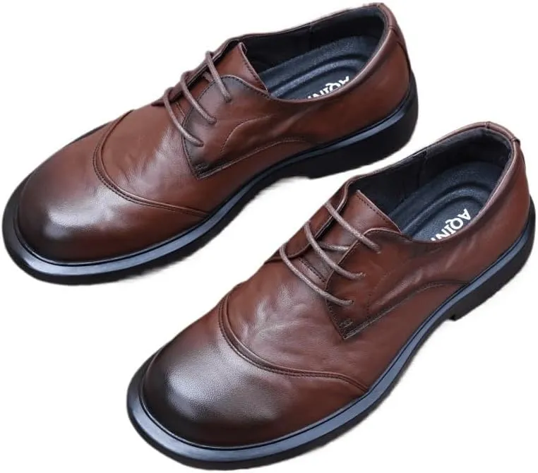 Men's Breathable Comfortable Business Lace Up Oxfords Shoes Mens Leather Fashion Oxford Shoes Comfortable for Work Office Dress Outdoor