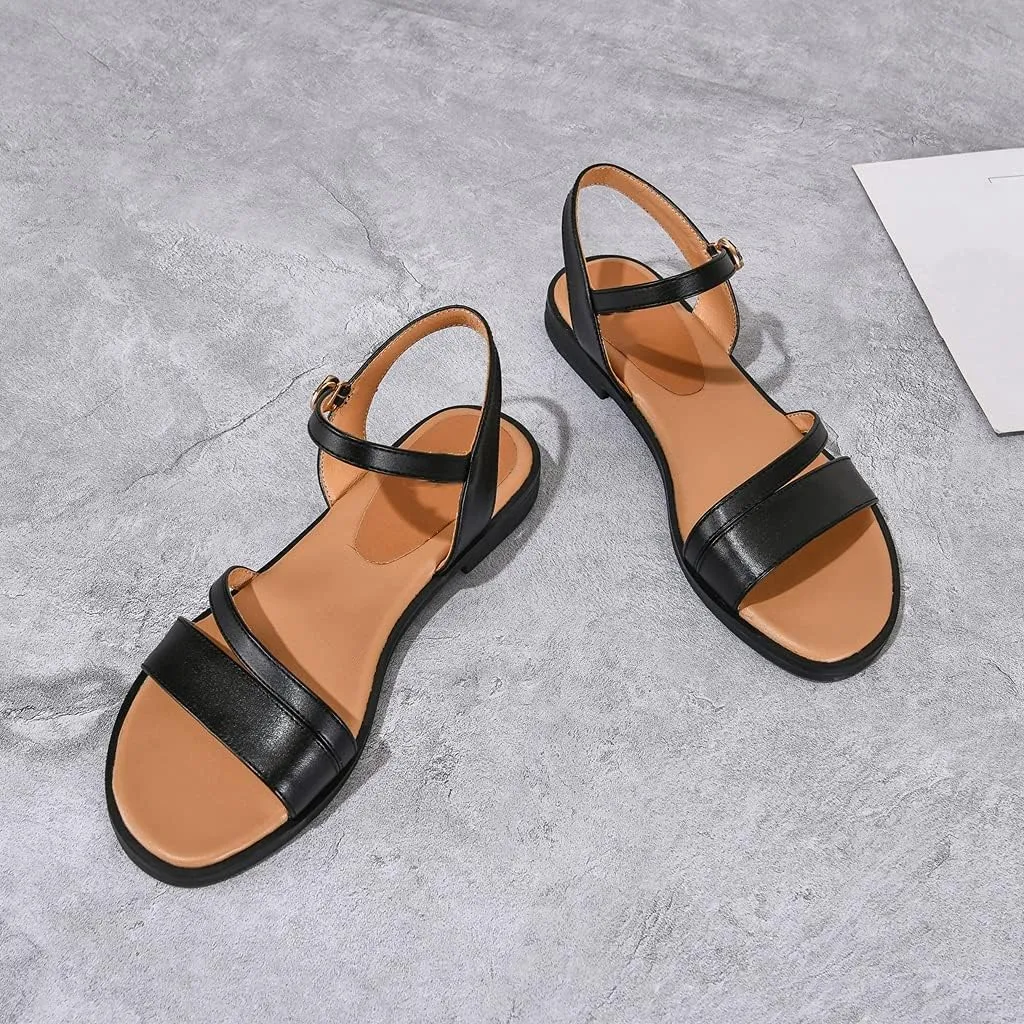 MIOKE Women's Casual Strappy Flat Flipflops Sandals Clip Toe Summer Beach Thong Gladiator Roman Shoes