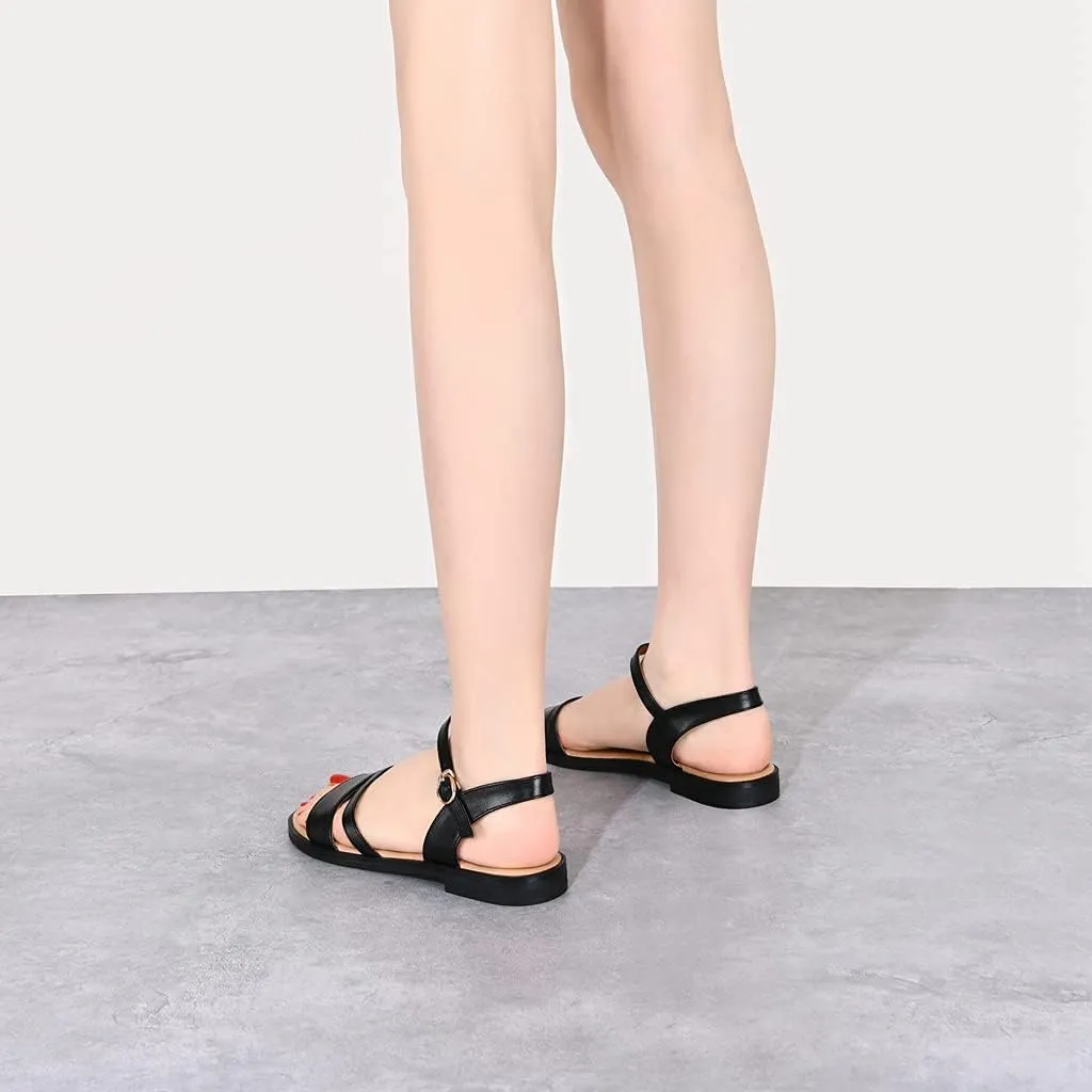 MIOKE Women's Casual Strappy Flat Flipflops Sandals Clip Toe Summer Beach Thong Gladiator Roman Shoes